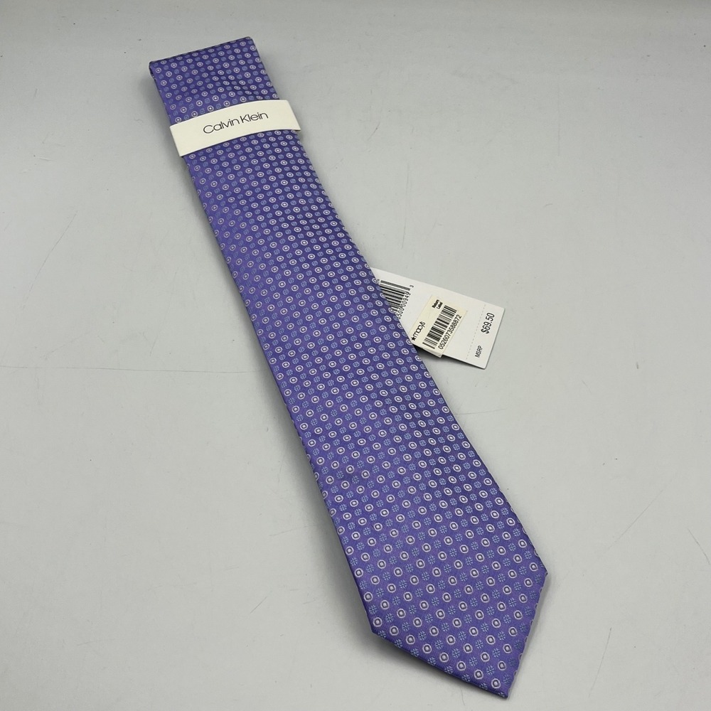 Calvin Klein Mens‎ Purple Geometric Silk Blend Necktie K7981217500 NEW